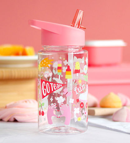 A Little Lovely Company Water Bottle w. Straws - 450 mL - Fun