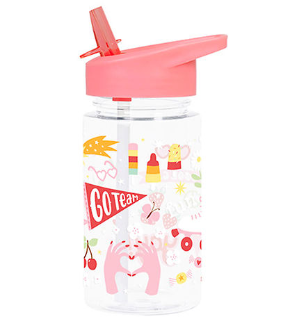 A Little Lovely Company Water Bottle w. Straws - 450 mL - Fun