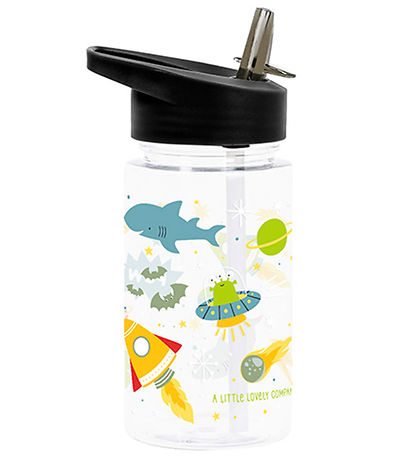 A Little Lovely Company Water Bottle w. Straws - 450 mL - Galaxy