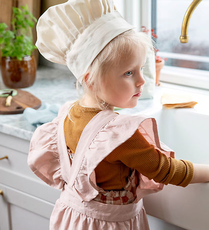 Sebra Apron w. Chef's hat - Dusty Pink/White