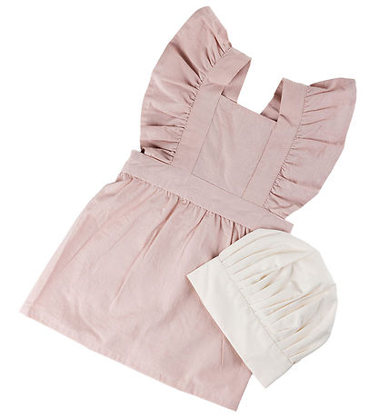 Sebra Apron w. Chef's hat - Dusty Pink/White