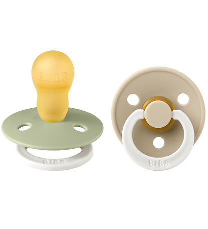 BIBS Colour Glowing Pacifiers - Size 3 - 2-Pack - Round - Sage G