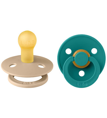 BIBS Colour Pacifiers - Size 1 - 2-Pack - Round - Taupe/Scuba