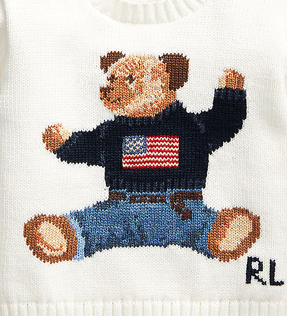 Polo Ralph Lauren Blouse - Knitted - White w. Soft Toy