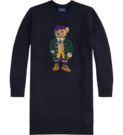 Polo Ralph Lauren Dress - Knitted - Navy w. Soft Toy