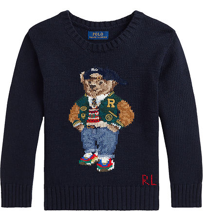 Polo Ralph Lauren Blouse - Knitted - Navy w. Soft Toy