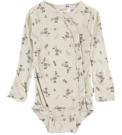 Joha Wikkelromper L/æ - Bamboe - Beige m. Vogels