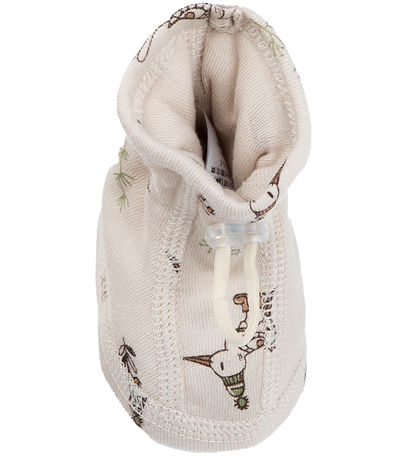 Joha Booties - Bamboo - 2-layer - Beige w. Birds