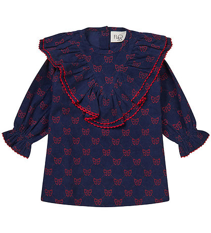 Flöss Kleid - Luna - Navy/Ruby Bögen