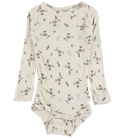 Joha Romper L/æ - Bamboe - Beige m. Vogels