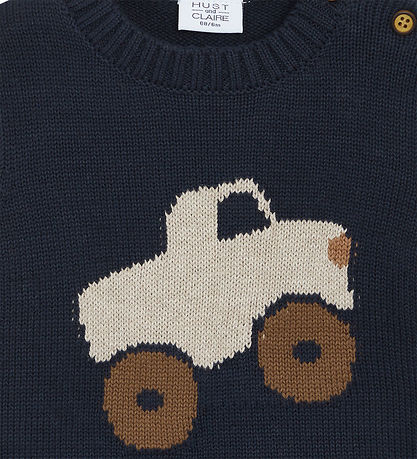 Hust and Claire Blouse - Knitted - Pilou - Navy w. Monster truck