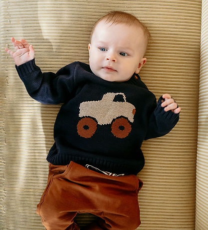Hust and Claire Blouse - Knitted - Pilou - Navy w. Monster truck