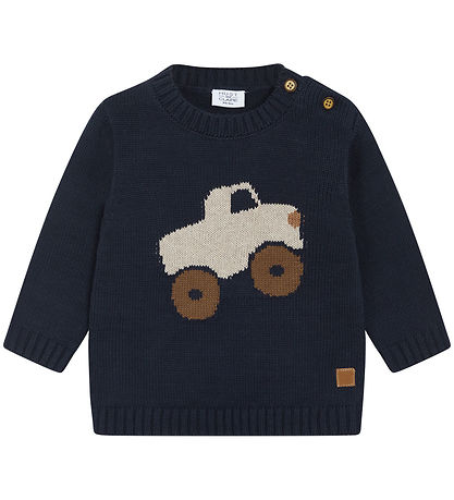 Hust and Claire Blouse - Knitted - Pilou - Navy w. Monster truck