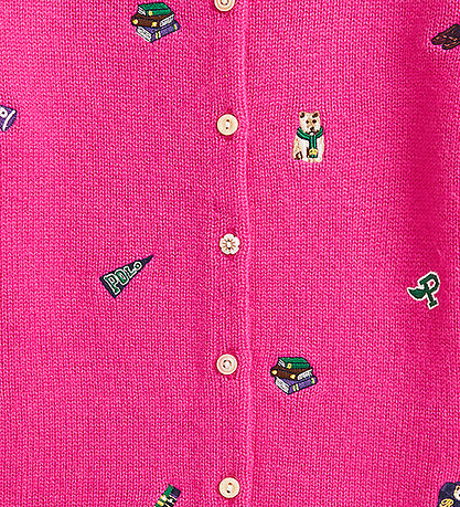 Polo Ralph Lauren Cardigan - Ull - Háskóli Bleikt M. Útsaumur