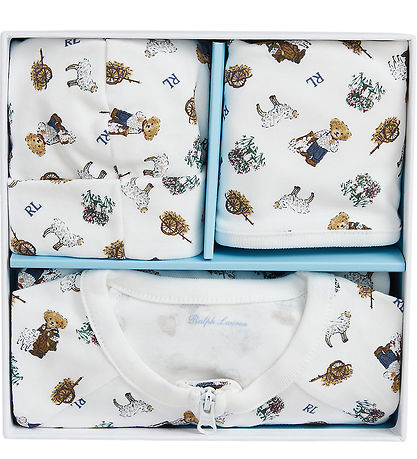 Polo Ralph Lauren Geschenkset - 3 Teile - Weiß/Braun m. Kuschelt