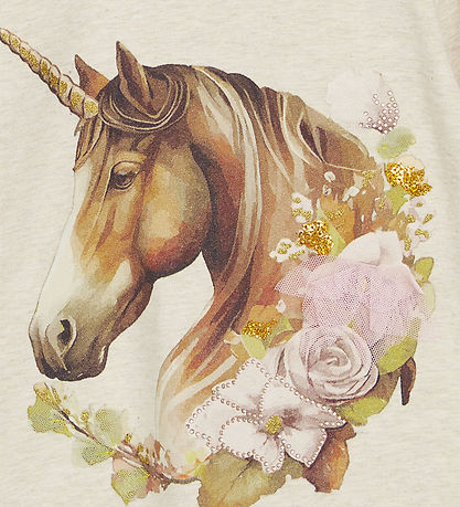 Hust and Claire Blouse - Anie - Wheat Melange w. Unicorn