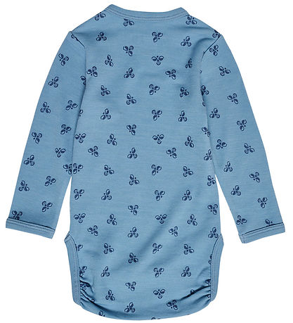 Hummel Bodysuit L/Æ - Wool - HmlBambo - Blue Shadow