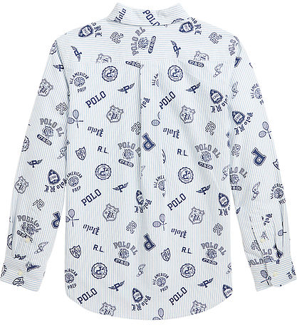 Polo Ralph Lauren Shirt - White/Light Blue Striped w. Navy