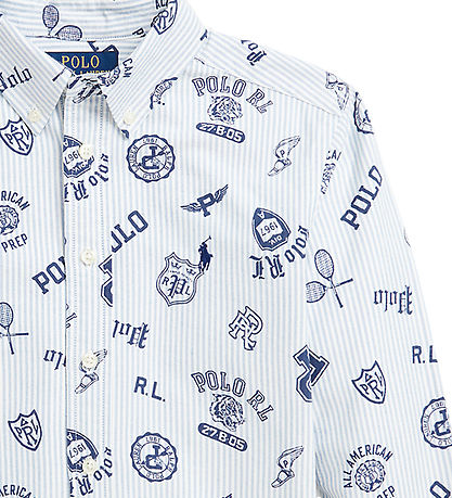 Polo Ralph Lauren Shirt - White/Light Blue Striped w. Navy