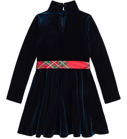 Polo Ralph Lauren Velours Kleid - Navy m. Rot