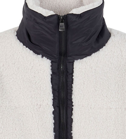 EA7 Fleecejacke - White Sand m. Schwarz
