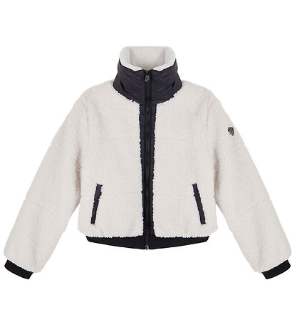 EA7 Fleecejacke - White Sand m. Schwarz
