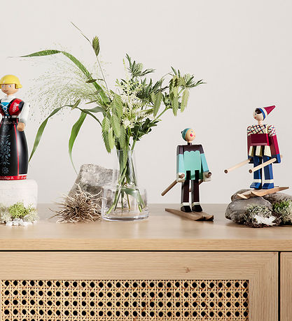 Kay Bojsen Träfigur - Skidåkare Datti - Flicka 15,5 cm - Blå/Mul