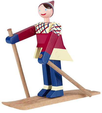 Kay Bojsen Träfigur - Skidåkare Datti - Flicka 15,5 cm - Blå/Mul