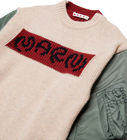 Marni Bluse - Wolle/Nylon - Beige/Rot/Armygrün
