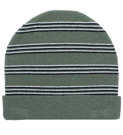 Marni Beanie - Knitted - Deep Lichen Green w. Stripes