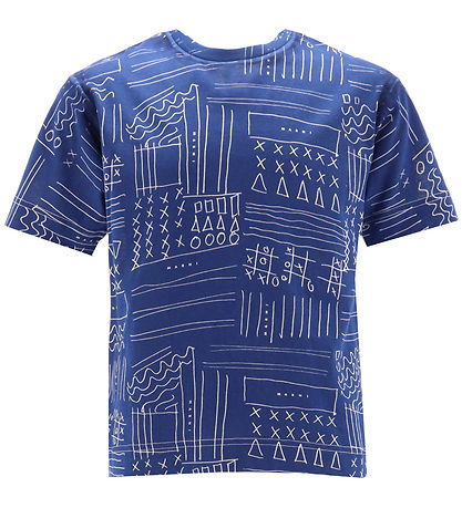 Marni T-Shirt - True Blue/Weiß m. Print