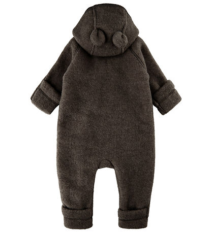Mikk-Line Pramsuit w. Hood - Wool - Dark Brown Melange