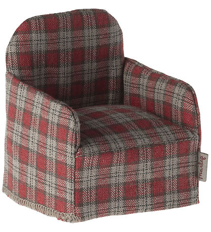 Maileg Miniature Armchair - Mouse - Red/Checs