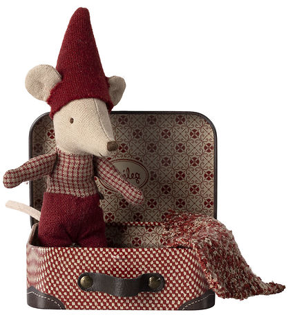 Maileg Christmas mouse - Baby I Cardboard Suitcase - 11 cm - Red