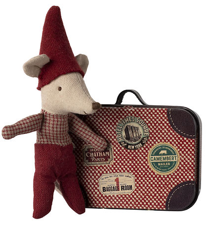Maileg Christmas mouse - Baby I Cardboard Suitcase - 11 cm - Red