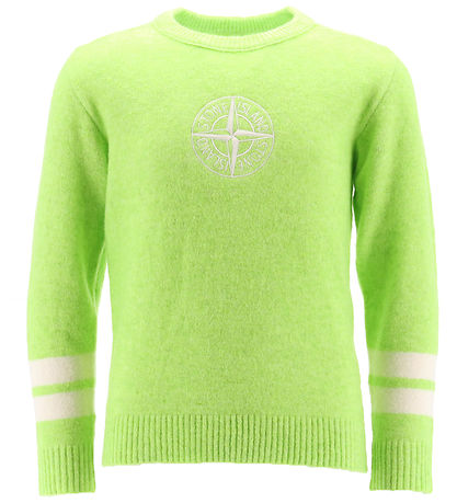 Stone Island Bluse - Wolle - Lemon/Weiß m. Logo