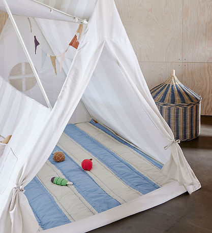 OYOY Teppi - Striped Quiltet - Blue/Clay