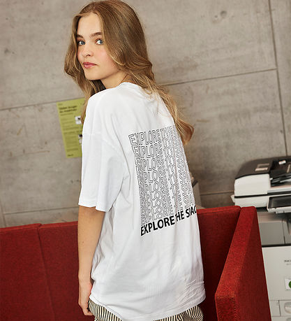 Hound Stuttermabolur - Oversized Tee - White