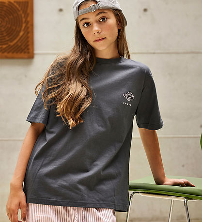 Hound Stuttermabolur - Oversized Tee - Dark Grey