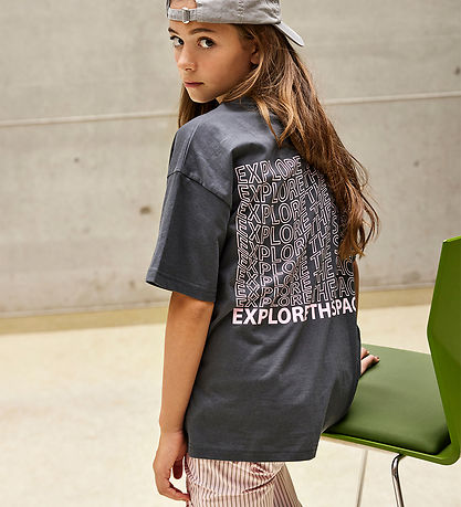 Hound Stuttermabolur - Oversized Tee - Dark Grey