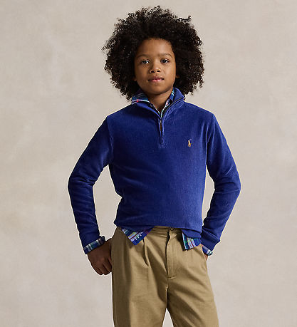 Polo Ralph Lauren Bluse m. Reißverschluss - Cord - Blau
