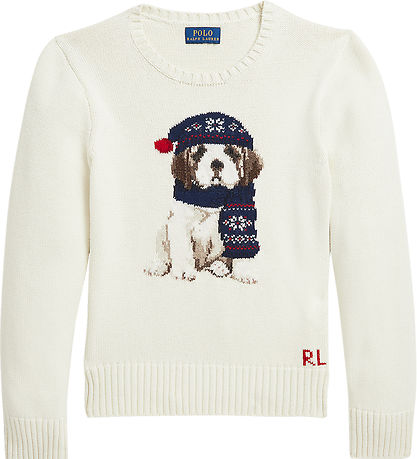 Polo Ralph Lauren Blouse - Wool - White w. Dog