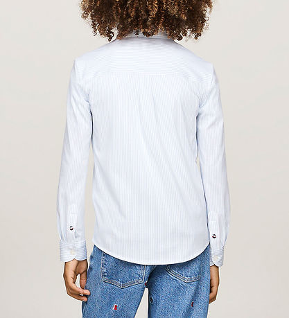 Blue and white striped tommy hilfiger shirt deals