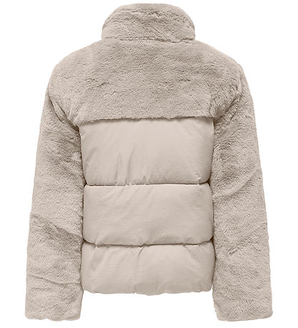 Kids Only Puffer Jacket - KogWanja - Moonbeam w. Faux Fur