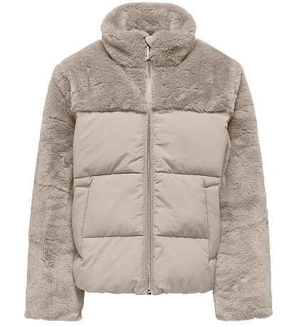 Kids Only Puffer Jacket - KogWanja - Moonbeam w. Faux Fur