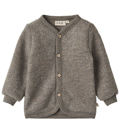 Wheat Cardigan - Wool fleece - Kari - Brown Melange