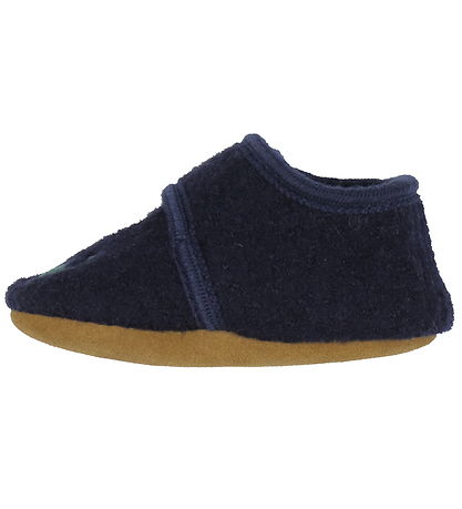 En Fant Slippers - Wool - Navy w. Dinos