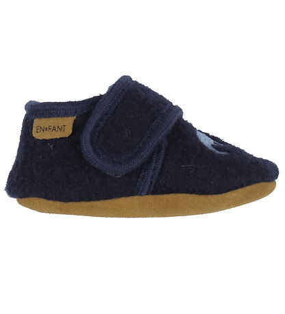 En Fant Slippers - Wool - Navy w. Dinos