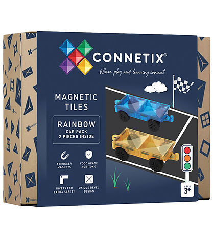 Connetix Segulsett - 2 Partar - Rainbow Bílapakki