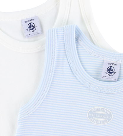 Petit Bateau Unterhemd - 2er-Pack - Weiß/Blau